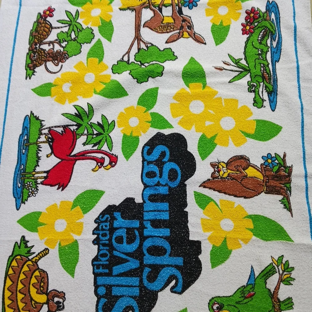Vintage Silver Springs Florida Cartoon Beach Towel